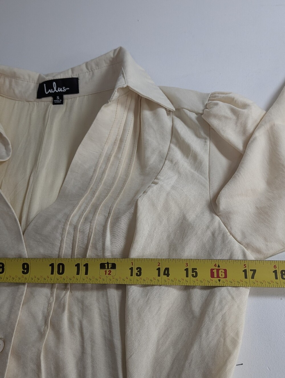 Lulus Sway of Life Cream Button-Up Tie-Front Shirt Dress sz S Long Sleeve EUC - Picture 14 of 16